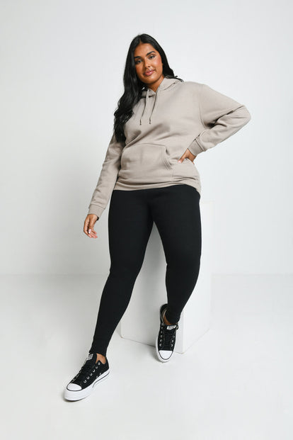 Legging doublé polaire épais grande taille - Noir