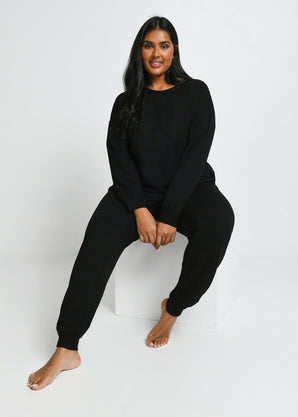 Pantalon de jogging Lounge-Luxe grande taille - Noir