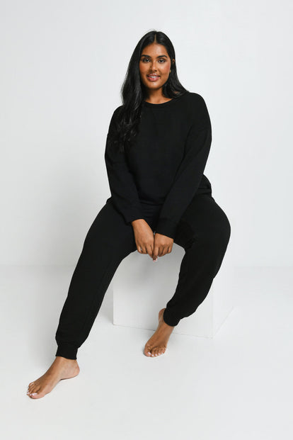 Pantalon de jogging Lounge-Luxe grande taille - Noir