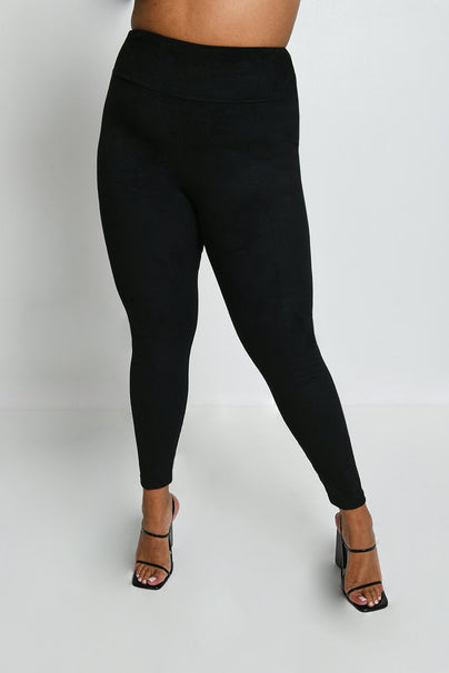 Legging effet daim grande taille - Noir