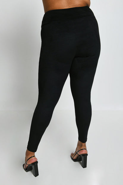 Legging effet daim grande taille - Noir