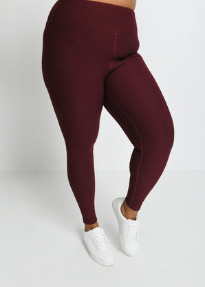 Legging taille haute grande taille Winter Everyday - Burgunder