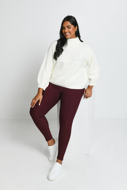 Legging taille haute grande taille Winter Everyday - Burgunder