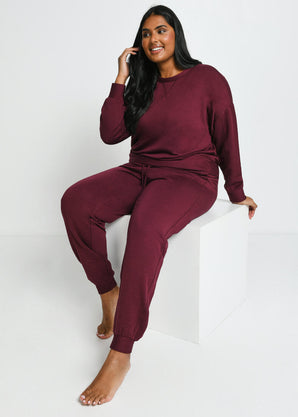 Pantalon de jogging Lounge-Luxe grande taille - Dark Cherry