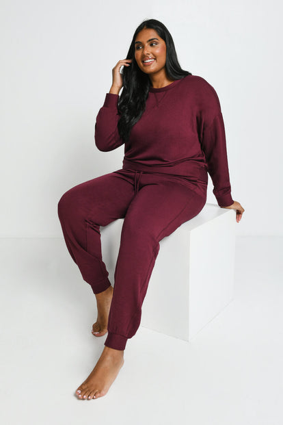 Pantalon de jogging Lounge-Luxe grande taille - Dark Cherry