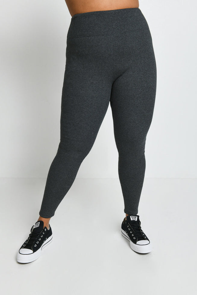 Legging doublé polaire épais grande taille - Dark Gris Marl