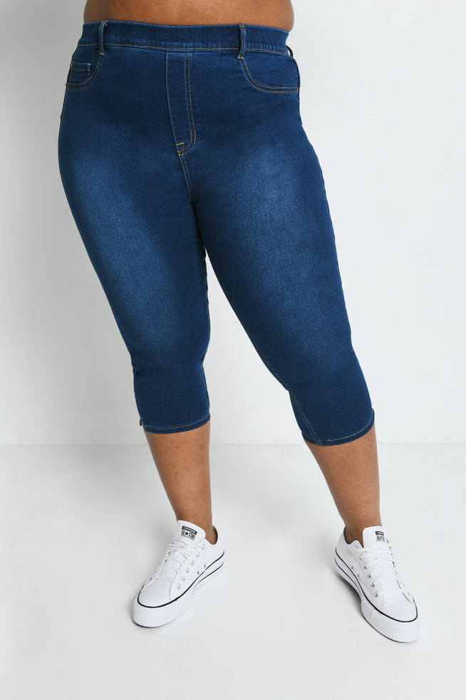 Jegging court grande taille - Dark Bleu