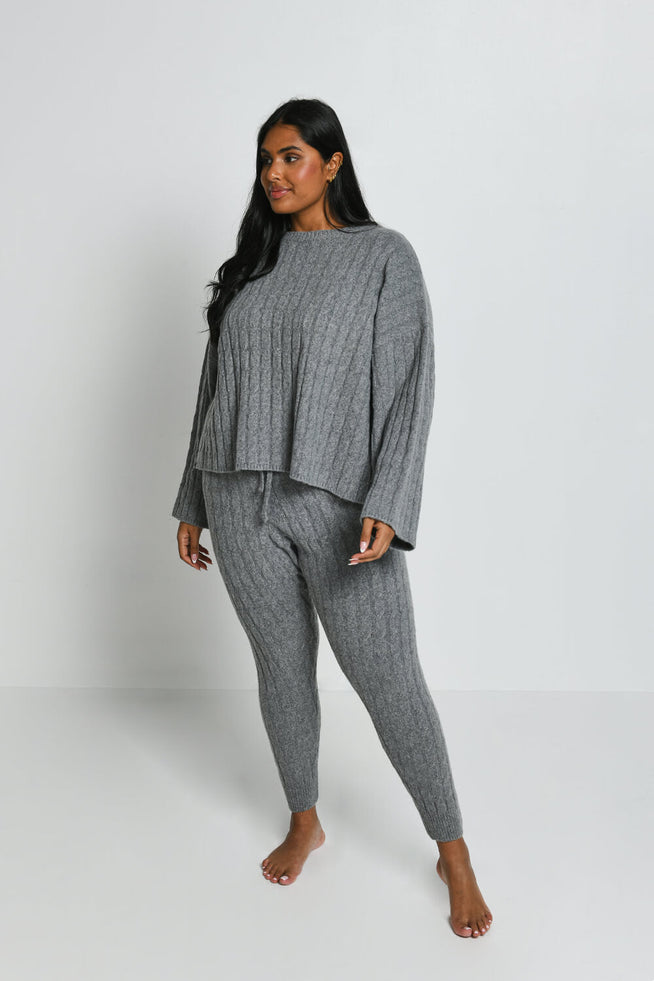 Pull torsadé grande taille - Gris