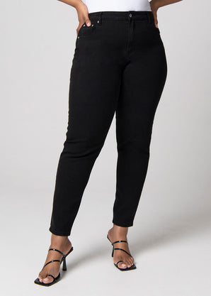 Jean Mom slim grande taille - Noir