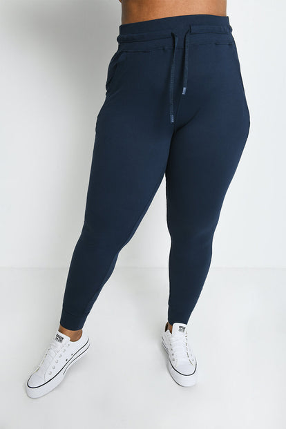 Pantalon de jogging taille haute grande taille Recharge - Bleu Marine