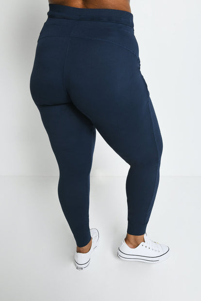 Pantalon de jogging taille haute grande taille Recharge - Bleu Marine