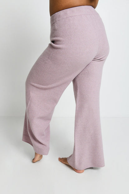 Pantalon lounge évasé maille tricot - Rose