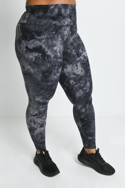 Legging taille haute grande taille Revitalise - Noir Tie Dye