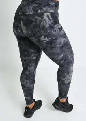 Legging taille haute grande taille Revitalise - Noir Tie Dye