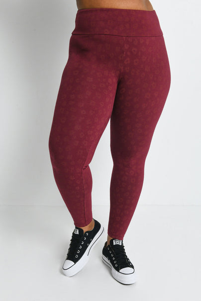 Legging taille haute grande taille Everyday - Burgunder Animal Print