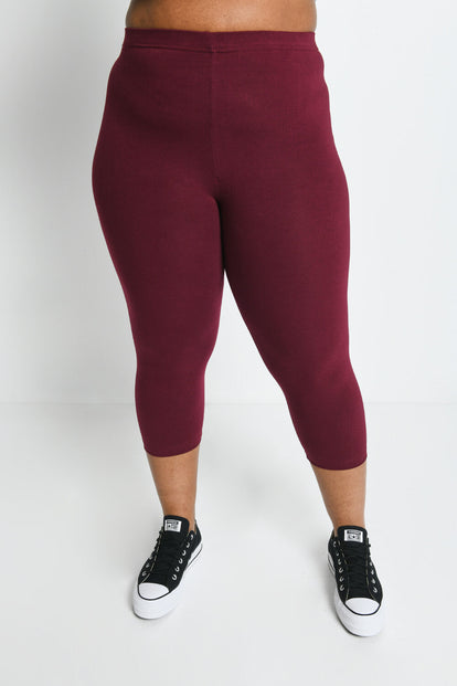 Legging court grande taille Everyday - Burgunder