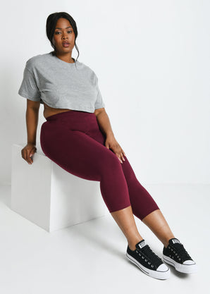 Legging court grande taille Everyday - Burgunder