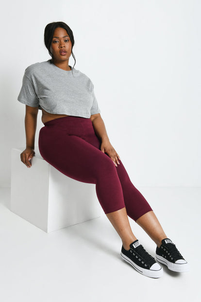 Legging court grande taille Everyday - Burgunder