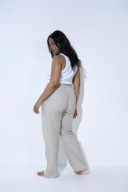 Pantalon en lin grande taille - Stone