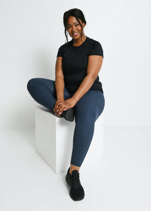 Legging de sport 7/8e taille haute grande taille Energise - Thunder Bleu