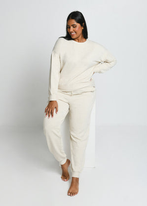 Pantalon de jogging Lounge-Luxe grande taille - Vanilla Marl