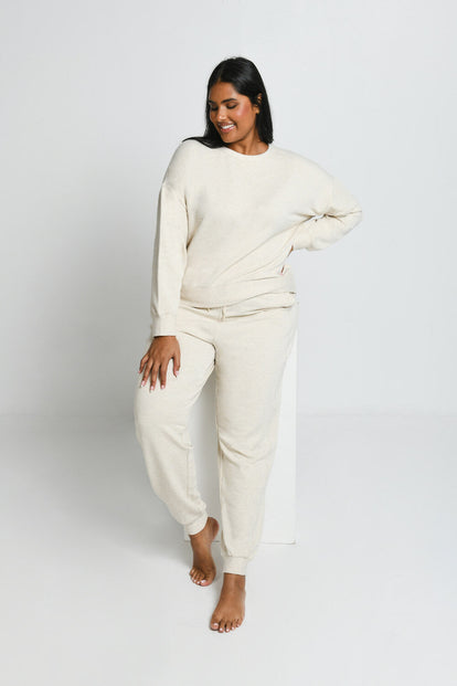 Pantalon de jogging Lounge-Luxe grande taille - Vanilla Marl