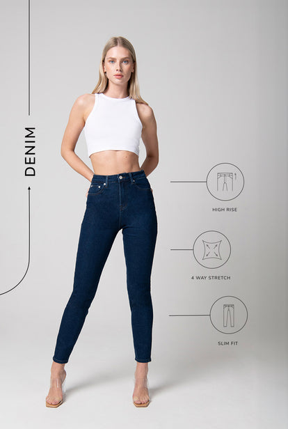 Jean Mom slim - Dark Bleu