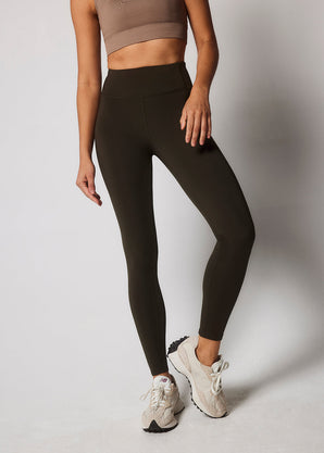 Focus 7/8 High Waisted Sports Leggings - Olive Vert
