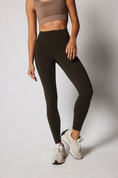 Focus 7/8 High Waisted Sports Leggings - Olive Vert