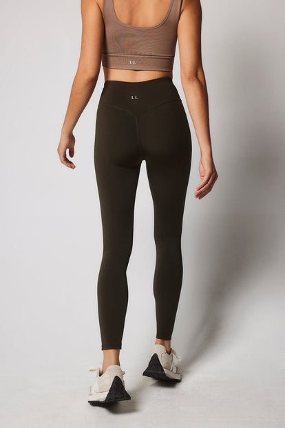 Focus 7/8 High Waisted Sports Leggings - Olive Vert