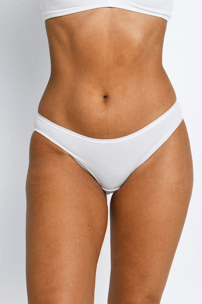 Lot de 3 culottes bikini en coton - Blanc