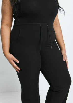Pantalon côtelé évasé grande taille - Noir