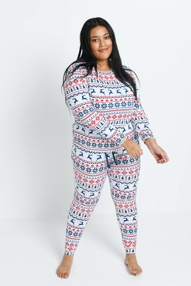 Ensemble de pyjama tout doux grande taille - Blanc Christmas Print