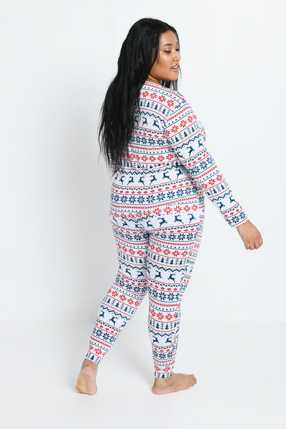 Ensemble de pyjama tout doux grande taille - Blanc Christmas Print