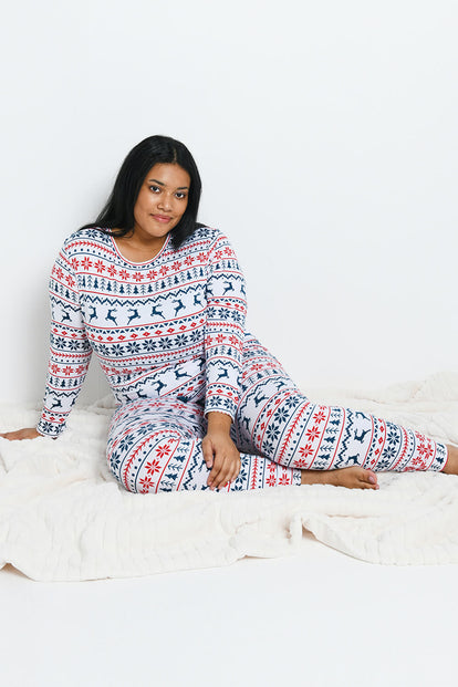 Ensemble de pyjama tout doux grande taille - Blanc Christmas Print