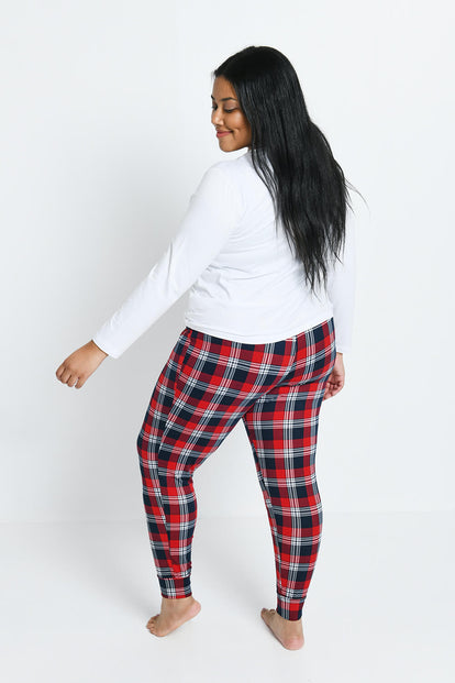 Ensemble de pyjama tout doux grande taille - Marine & Rouge Check