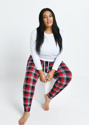 Ensemble de pyjama tout doux grande taille - Marine & Rouge Check