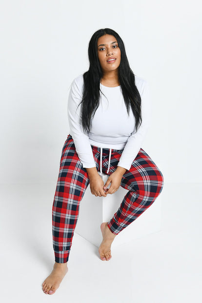 Ensemble de pyjama tout doux grande taille - Marine & Rouge Check