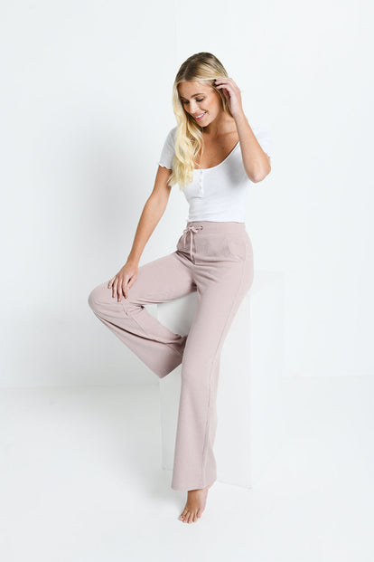 Pantalon côtelé évasé - Rose