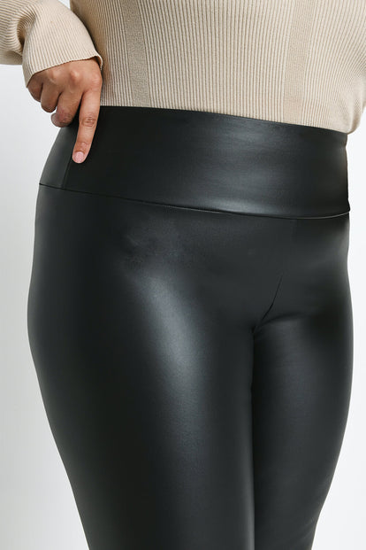 Legging en similicuir taille haute grande taille - Noir