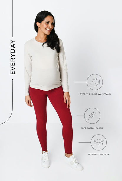 Maternity Everyday Leggings - Red Wine