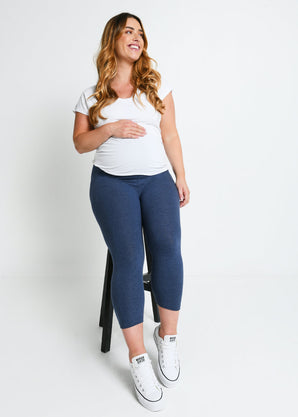 Legging de grossesse court Everyday - Infinity Bleu Marl