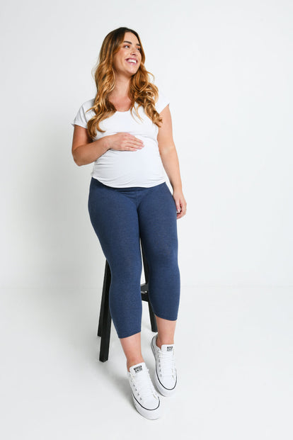 Legging de grossesse court Everyday - Infinity Bleu Marl