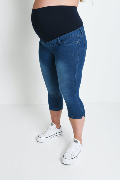 Jegging de grossesse court - Mid Bleu