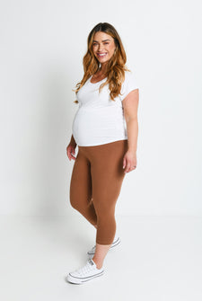 Legging de grossesse court Everyday - Mocha Marron
