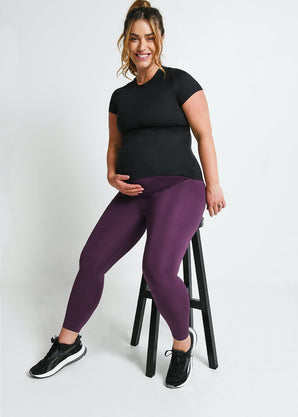 Legging de sport de grossesse 7/8e Focus - Mulberry Plum