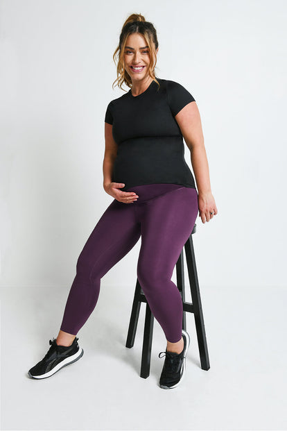 Legging de sport de grossesse 7/8e Focus - Mulberry Plum