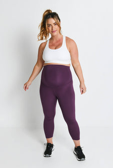 Legging de sport court de grossesse Focus - Mulberry Plum