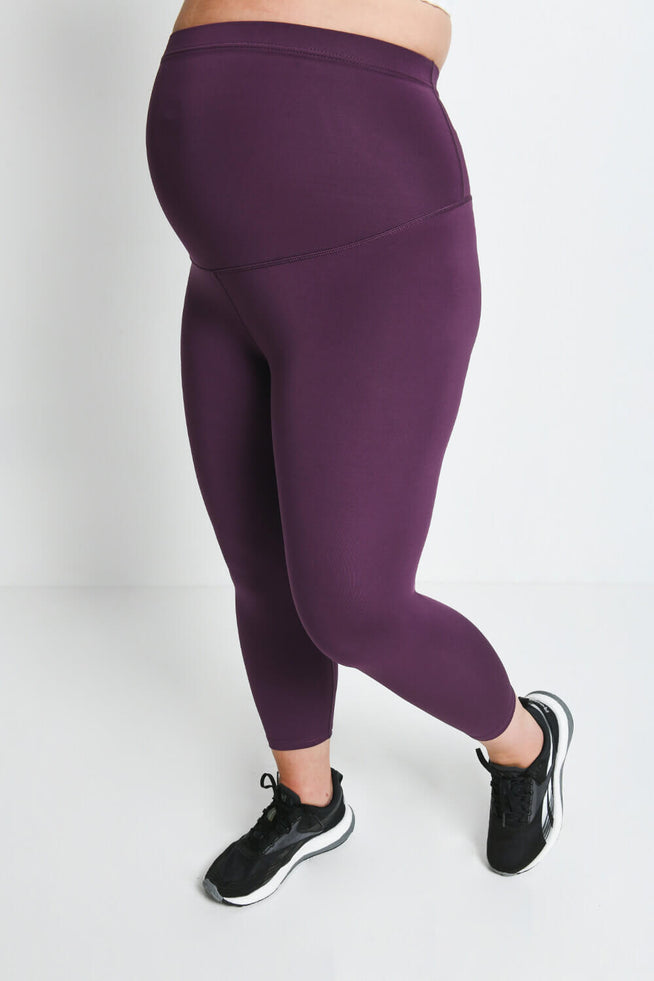 Legging de sport court de grossesse Focus - Mulberry Plum