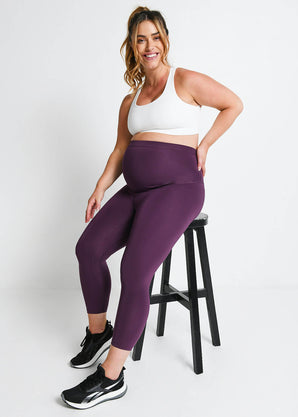 Legging de sport court de grossesse Focus - Mulberry Plum